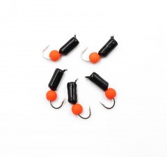 Мормышка безнасадочная Яман Гвоздешарик черный, d-3 мм, вес 0,85 г, шарик оранжевый неон (уп. 5 шт