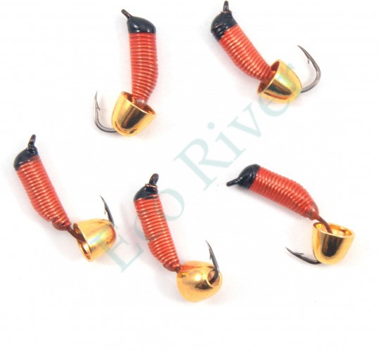 Мормышка вольф. безнасадочная Яман Ручейник №5, d-2 мм, L-9.5 мм, вес 0,90 гр., колокол золото, цв