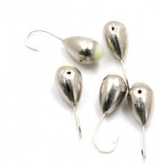 Мормышка Яман капля с отв.,цв.NL с фосф. пяткой, d 3, вес 0,2 г (уп. 5 шт.)