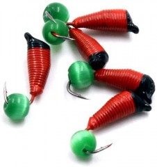 Мормышка вольф. безнасадочная Яман Ручейник №6, d-2.5 мм, L-8.5 мм, вес 0,90 гр., кошачий глаз све