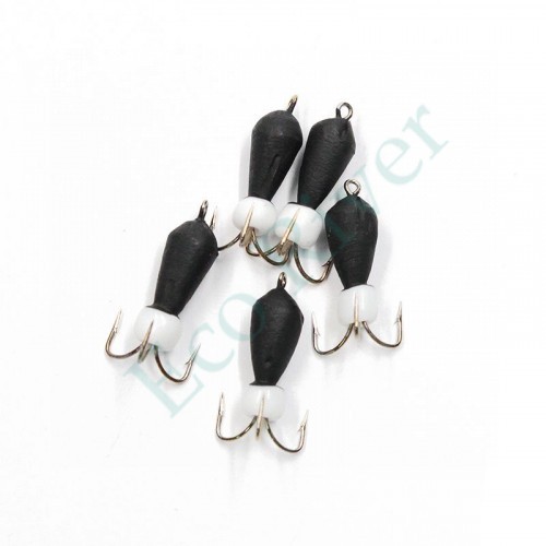 Мормышка вольф. безнасадочная Яман Черт с петлей (длинный), d-5 мм, вес 2,0 г, бисер, цв. флуор. б