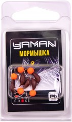 Мормышка безнасад. Яман Банан матовый шоколад, d-3 мм, вес 0,5 г, шарик оранжевый неон (уп.5 шт)