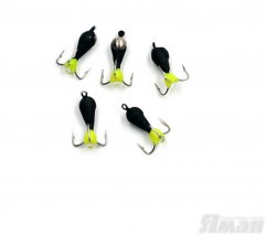 Мормышка вольф. безнасадочная Яман Черт с петлей с коронкой из никеля (короткий), d-3 мм, вес 0,9