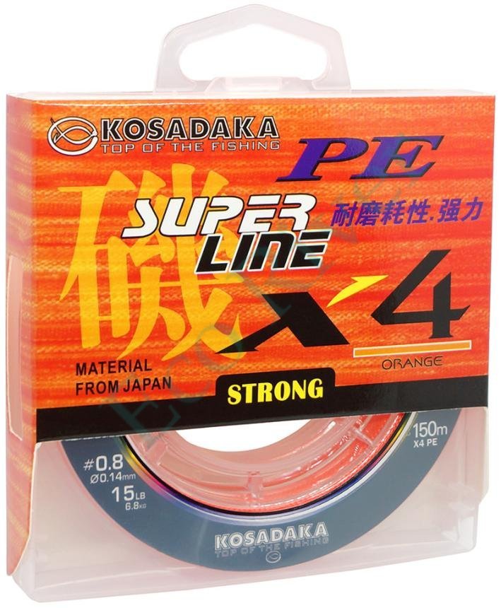 Леска плетёная Kosadaka Super PE X4 orange 0.30 150м