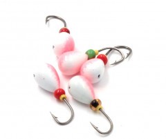 Мормышка литая Яман Капля, вес 0,6 гр., кр. Kumho №28, цв. фц. красный с/накопит. (уп. 5 шт.)