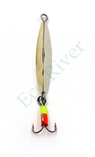 Блесна вертикальная Яман Трехгранка с тройником,размер25мм,вес1,7г,цвет никель/латунь/медь/150/