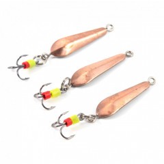 Блесна вертикальная Яман Клопик с тройником ,размер 25 мм, вес 1,7 г, цвет медь (уп.3 шт.)