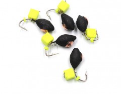 Мормышка вольф. безнасадочная Яман Овсинка с медной коронкой, d-4 мм, вес 1,1 г, с желтым кубиком