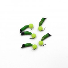 Мормышка вольф. безнасадочная Яман Ручейник №3, d-1.5 мм, L-8.5 мм, вес 0,45 гр., фц. желтый шар,