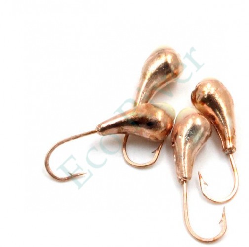 Мормышка Яман уралка с отв.,цв.COPPER PLATED, с фосф. пяткой, d 5, вес 1,0 г (уп. 5 шт.)