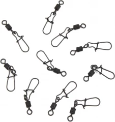 Вертлюг с застежкой Namazu Pro ROLLING RIBBED SWIVEL WITH NICE SNAP, цв. Carbon, р. 3, test-57 кг, к