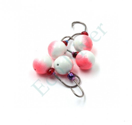 Мормышка литая Яман Дробинка Бол., вес 1 гр., кр. Kumho №23, цв. фц. красный с/накопит. (уп. 5 шт.