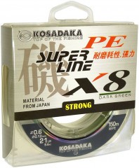 Леска плетёная Kosadaka Super PE X8 dark green 0.10 150м