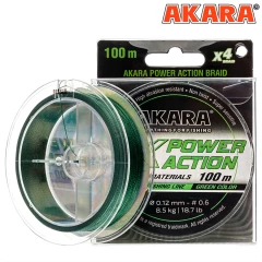 Леска плетёная Akara Power Action X4 green 0.18 100м