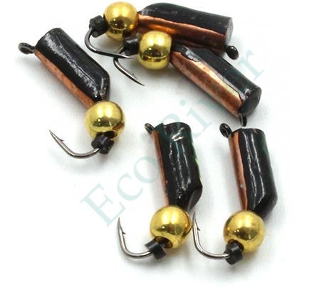 Мормышка вольф. безнасадочная Яман Столбик №8, d-3 мм, L-9.5 мм, вес 1,40 гр., латунный шар, цв.