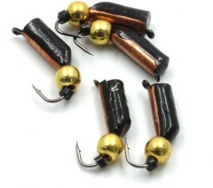 Мормышка вольф. безнасадочная Яман Столбик №8, d-3 мм, L-9.5 мм, вес 1,40 гр., латунный шар,  цв.