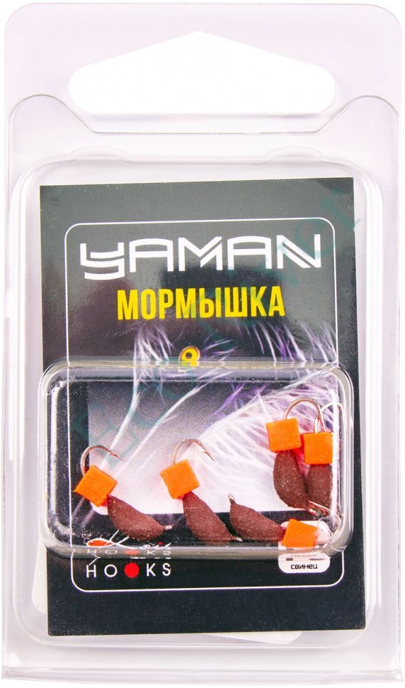 Мормышка безнасад. Яман Банан матовый шоколад, d-3 мм, вес 0,5 г, ядреный кубик красный (уп.5 шт)