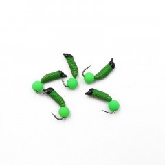 Мормышка вольф. безнасадочная Яман Ручейник №3, d-1.5 мм, L-8.5 мм, вес 0,45 гр., фц. зеленый шар,