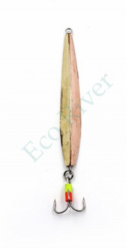 Блесна вертикальная Яман Трехгранка с тройником, размер 60мм,вес11г,цвет никель/латунь/медь/150/