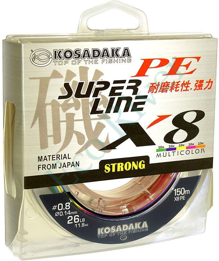 Леска плетёная Kosadaka Super PE X8 multicolor 0.40 150м