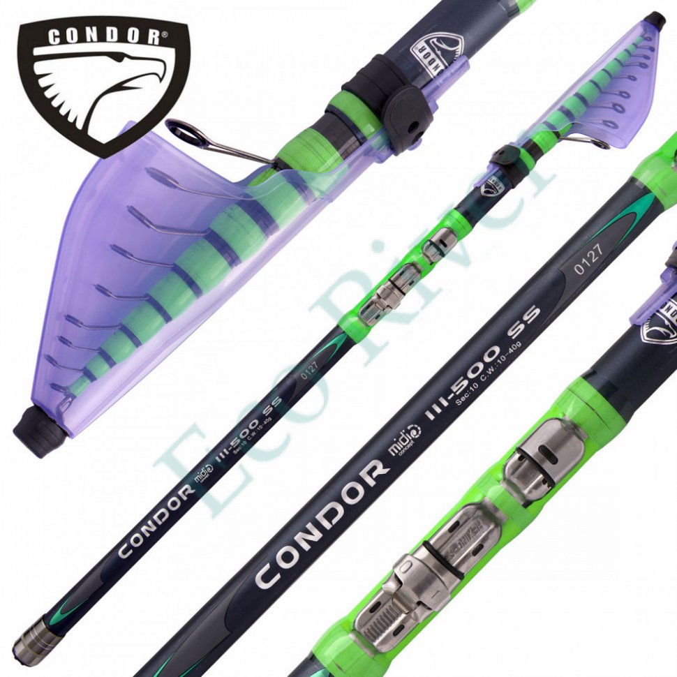 Удилище Condor MIDI III-600 SS с кольцами, тест 10-40 гр, длина 6 м, carbon