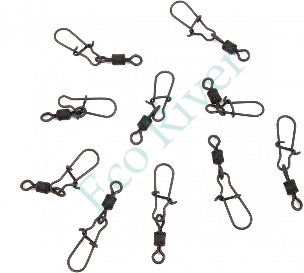 Вертлюг с застежкой Namazu Pro ROLLING RIBBED SWIVEL WITH NICE SNAP, цв. Carbon, р. 5, test-35 кг, к