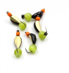 Мормышка вольф. безнасадочная Яман Нимфа широкая №3, вес 0,65 гр.,кошачий глаз сверленый, цв. лату