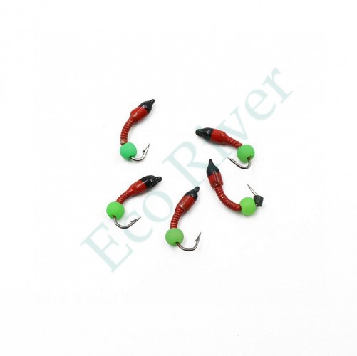 Мормышка вольф. безнасадочная Яман Лесотка №3, d-3 мм, L-8 мм, вес 0,60 г, фц. зеленый шар, цв. кр
