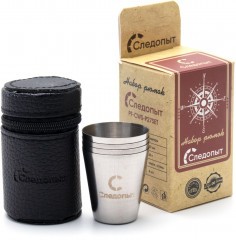 Рюмка-стопка «Следопыт» 25 мл, в кожаной тубе (4 шт.)/200/