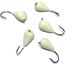 Мормышка вольф. точеная Яман Капля с ушк., р.4, вес 1,1, цв. фосфор (уп. 5 шт.)