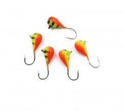 Мормышка вольфрамовая Яман  Капля с ушк, р.3 вес 0,50,цв.желто-оранж. (уп.5 шт.)