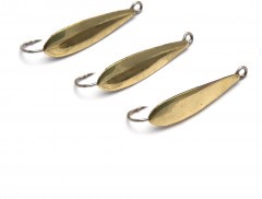 Блесна вертикальная Яман Листочек, размер 25 мм, вес 2,2 г, цвет латунь (уп.3 шт.)/150/