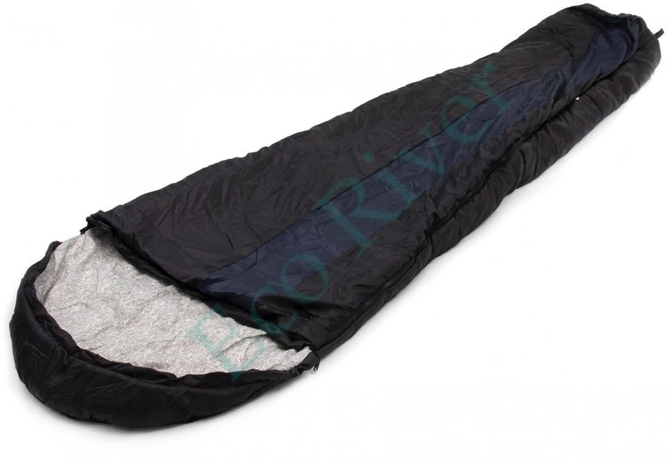 Спальный мешок-кокон Следопыт- Comfort , 230х80 см, ± 5%, до 0С, 3х слойный, цв.черный/8/