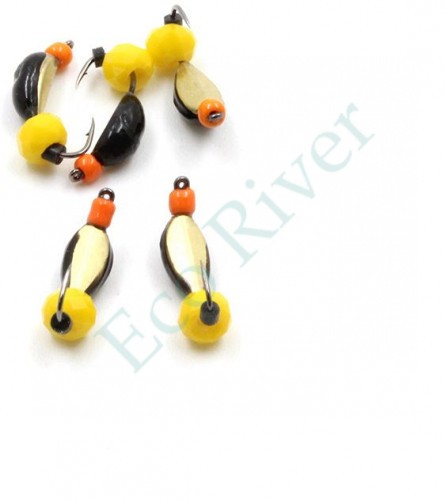 Мормышка вольф. безнасадочная Яман Нимфа широкая №3, вес 0,65 гр.,кристалл желтый, цв. латунь, (у