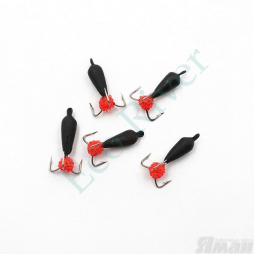 Мормышка вольф. безнасадочная ЯМАН Черт с петлей (длинный), d-4 мм, вес 1,5 г, подвеска икринка оранжевая (уп. 5 шт.)