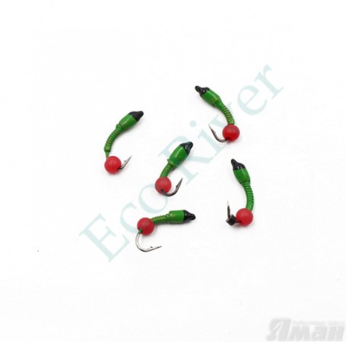 Мормышка вольф. безнасадочная ЯМАН Лесотка №3, d-3 мм, L-8 мм, вес 0,60 г, фц. красный шар, цв. салатовый (уп. 5 шт.)