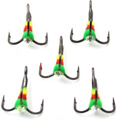 Крючок-тройник светофор Namazu с каплей и камнем, размер 8 (INT), цвет GRO (5 шт.)/800/600/
