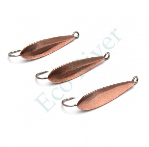 Блесна вертикальная Яман Листочек, размер 25 мм, вес 2,2 г, цвет медь (уп.3 шт.)/150/