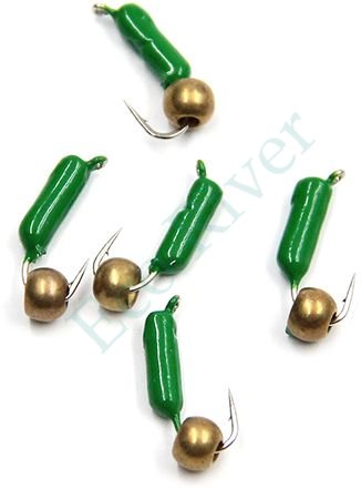 Мормышка безнасадочная Яман Гвоздешарик зеленый, d-2 мм, вес 0,45 г, шарик латунный (уп. 5 шт.)
