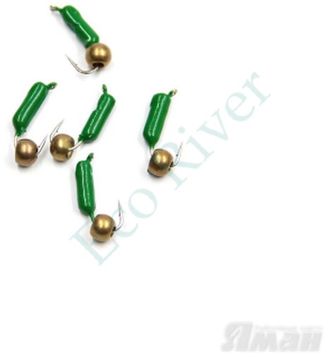 Мормышка безнасадочная Яман Гвоздешарик зеленый, d-2 мм, вес 0,45 г, шарик латунный (уп. 5 шт.)