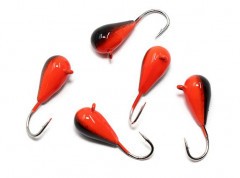 Мормышка вольфрамовая Яман  Капля с ушк, р.5,вес 1,90,цв.черн./красн.(уп.5 шт.)