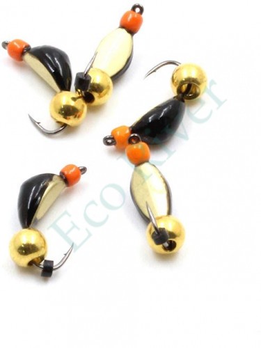 Мормышка вольф. безнасадочная Яман Нимфа широкая №3, вес 0,65 гр.,латунный шар, цв. латунь, (уп.5