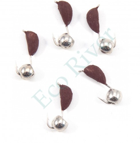 Мормышка безнасад. Яман Банан матовый шоколад, d-3,5 мм, вес 0,7 г, шарик никелированный (уп.5 шт)