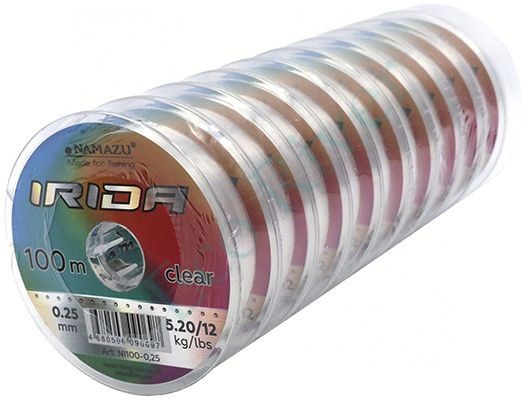 Леска Namazu Irida, L-100 м, d-0,25 мм, test-5,20 кг, прозрачная (уп. 10 шт.)/200/