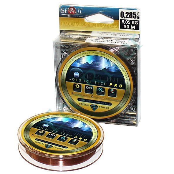 Леска Sprut Skyline Fluorocarbon Composition IceTech PRO gold 0.285 50м