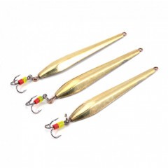 Блесна вертикальная Яман Лодочка большая с тройником,размер 60 мм, вес 9,5 г, цвет латунь (уп.3 шт