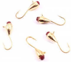 Мормышка вольфрамовая Яман  Капля с ушк. + кр. камень, р.3, вес 0,5 г, цв.золото(уп.5 шт.)