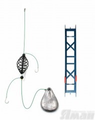Оснастка фидерная Яман «Убийца карася», кормушка витая пружина 55 мм, груз ложка 80 г, плетеный шнур 0,15 мм, крючок №8 Chinu Ring, на мотовиле
