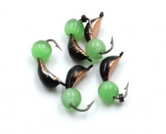 Мормышка вольф. безнасадочная Яман Лодочка рифленая №2(w), вес 0,45 гр.,кошачий глаз сверленый, цв