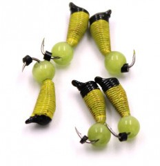 Мормышка вольф. безнасадочная Яман Ручейник №6, d-2.5 мм, L-8.5 мм, вес 0,90 гр., кошачий глаз све